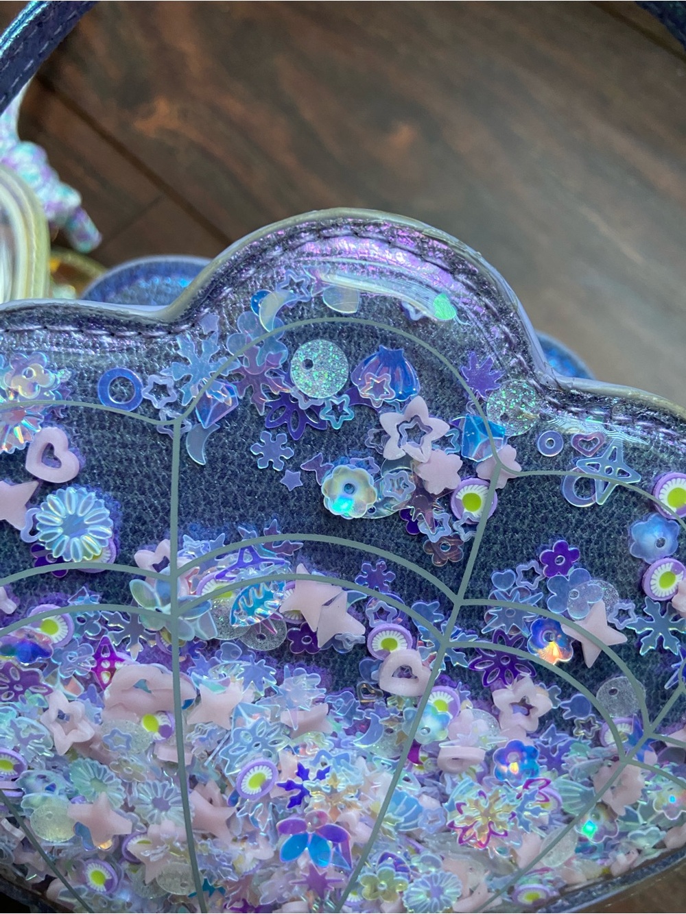 SHINY SEASHELL CLAMP HANG BAG PURSE PURPLE FOR GIRLS